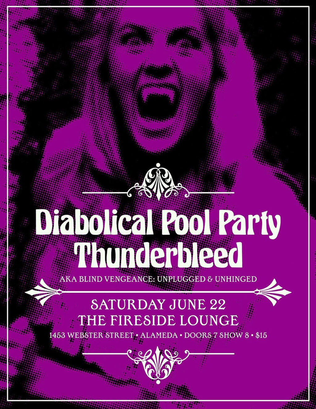 The Fireside Lounge Get Ready for a Diabolical Pool Party with Thunderbleed  promotion flier on Digifli com