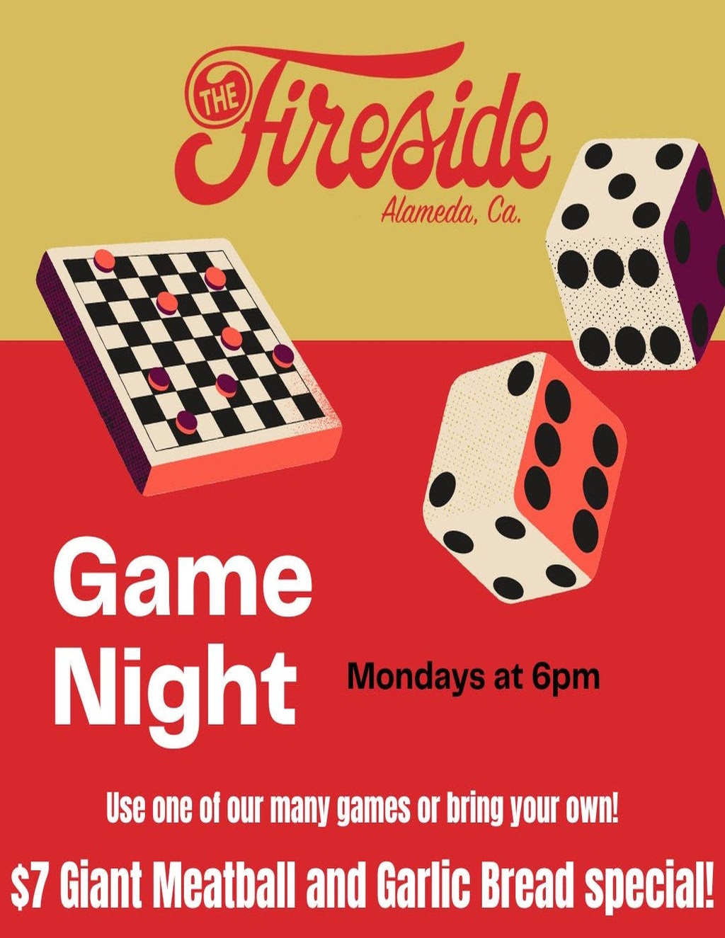 The Fireside Lounge Get Your Game On at The Fireside Lounge in Alameda  promotion flier on Digifli com