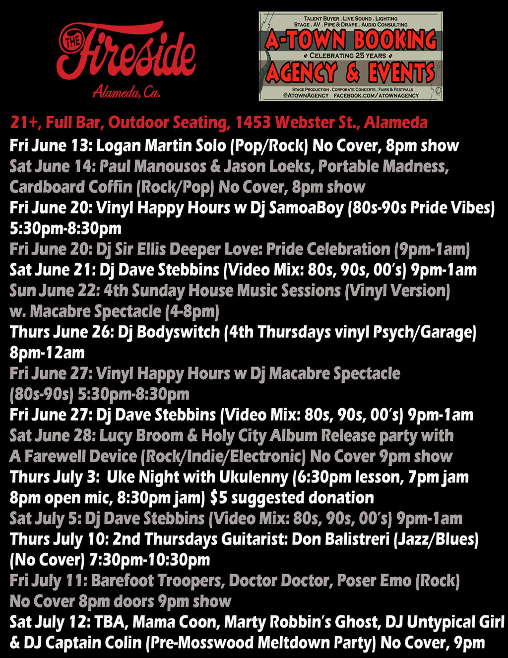 The Fireside Lounge The Fireside  Alameda promotion flier on Digifli com