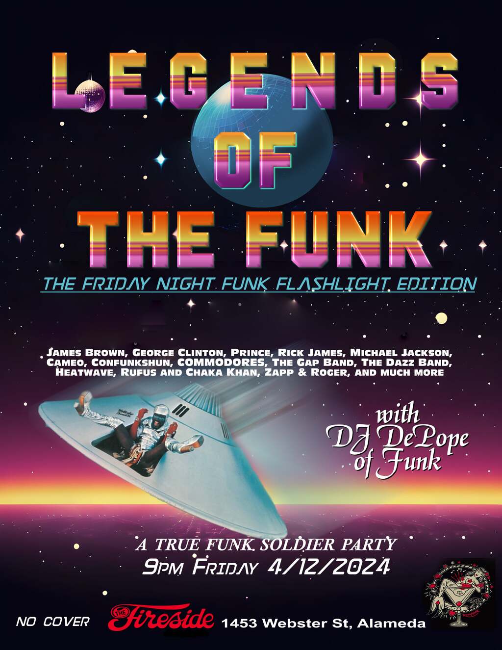 The Fireside Lounge A Night of Funk at The Fireside Lounge promotion flier on Digifli com
