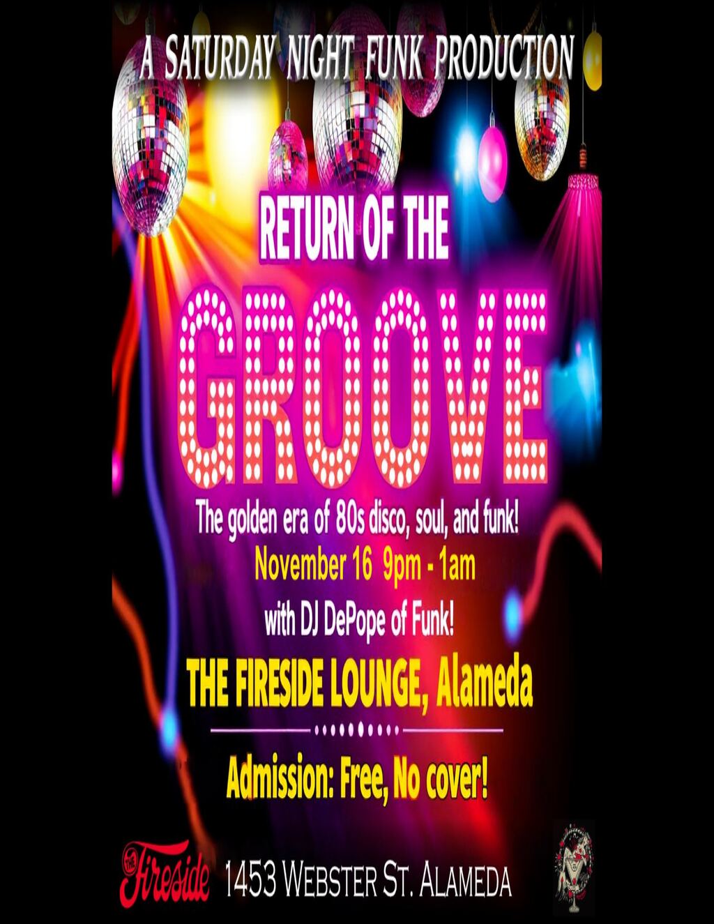 The Fireside Lounge Get Ready to Funk  n    Roll at The Fireside Lounge  Alameda  promotion flier on Digifli com