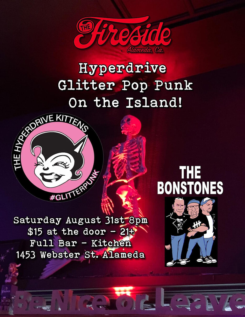 The Fireside Lounge Fireside Lounge in Alameda Rocks the Island with a Glitter Pop Punk Night  promotion flier on Digifli com