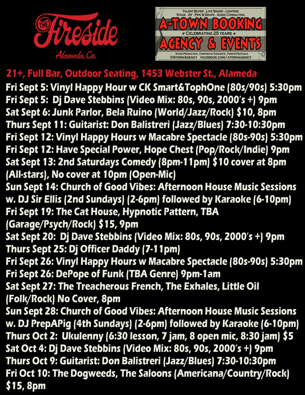 The Fireside Lounge The Fireside  Alameda promotion flier on Digifli com