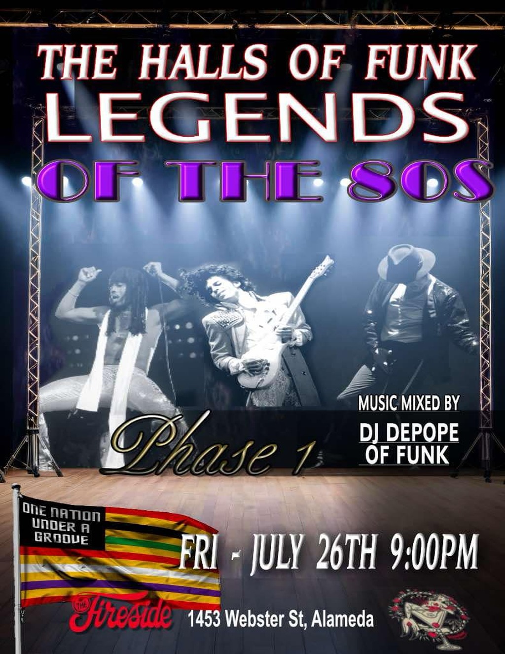 The Fireside Lounge Get Ready to Groove  The Halls of Funk Legends of the 80s promotion flier on Digifli com