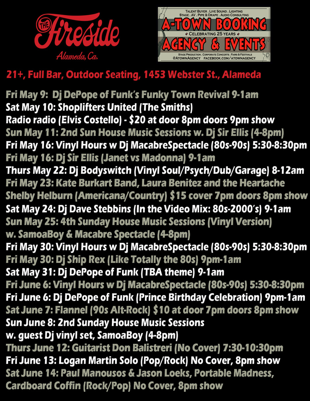 The Fireside Lounge The Fireside  Alameda promotion flier on Digifli com