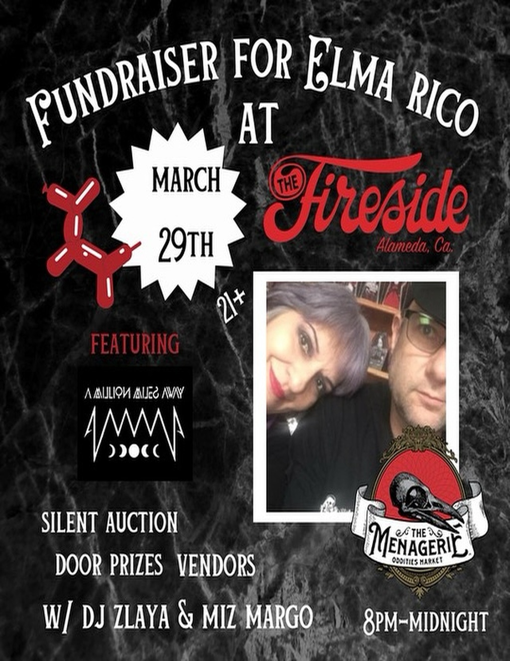 The Fireside Lounge PUNDRAISER FOR AT ELMA RICO MARCH 29TH promotion flier on Digifli com