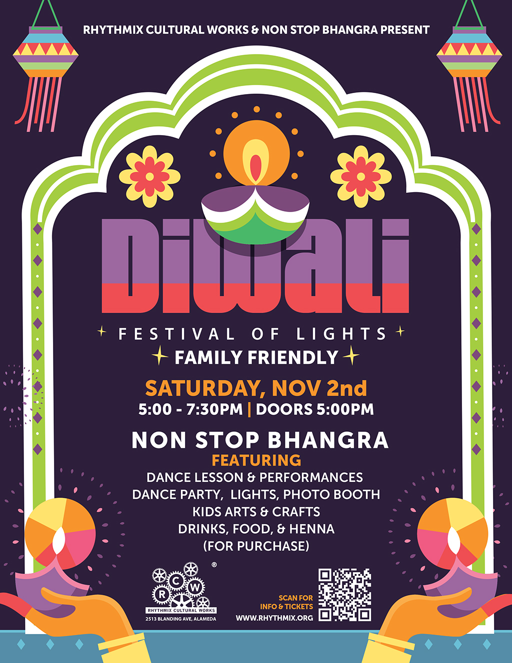 Rhythmix Cultural Works Illuminate Your Weekend  Diwali Celebration at Rhythmix Cultural Works  Alameda promotion flier on Digifli com