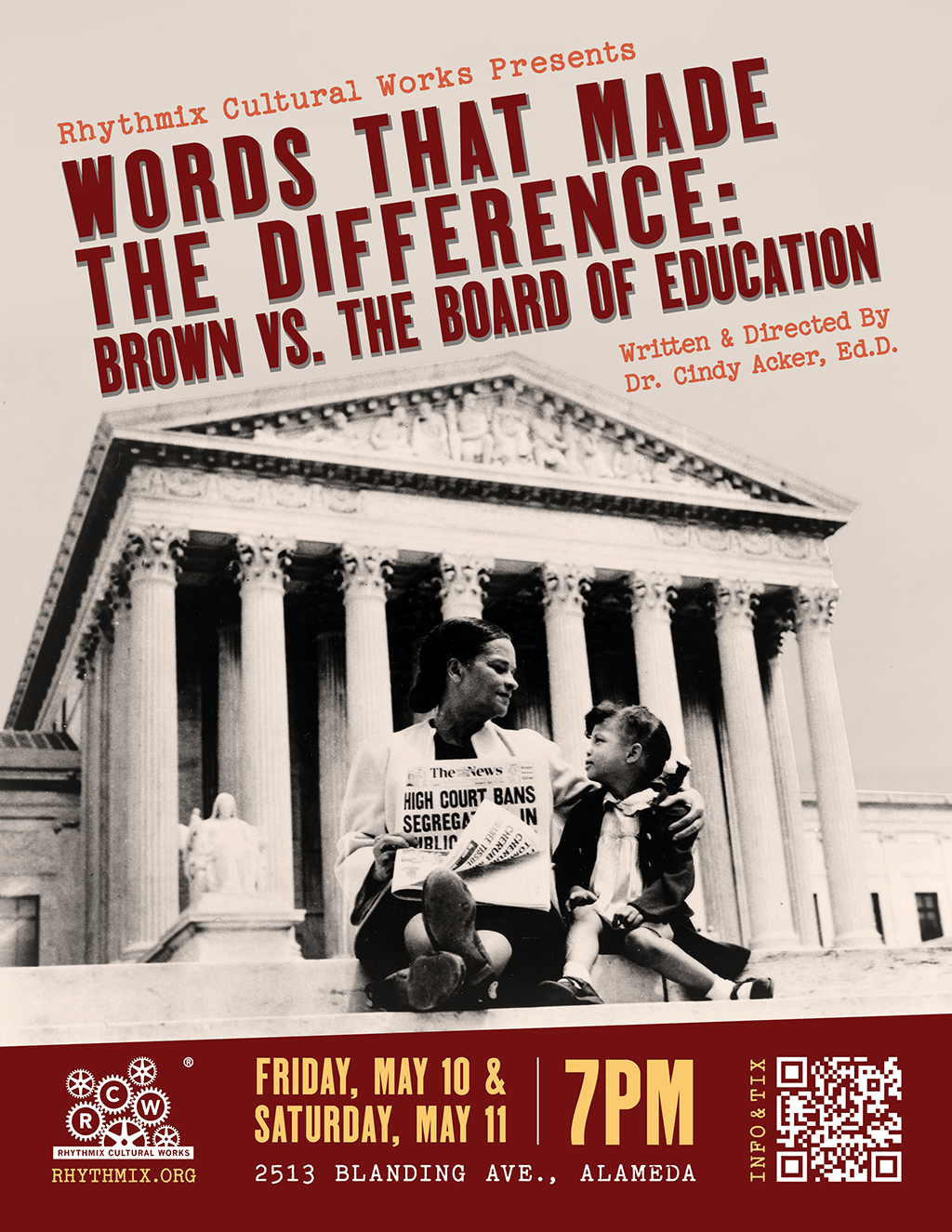 Rhythmix Cultural Works Rhythmix Cultural Works Presents WORDS THAT MADE THE DIFFERENCE  BROWN VS  THE BOARD OF EDUCATION promotion flier on Digifli com