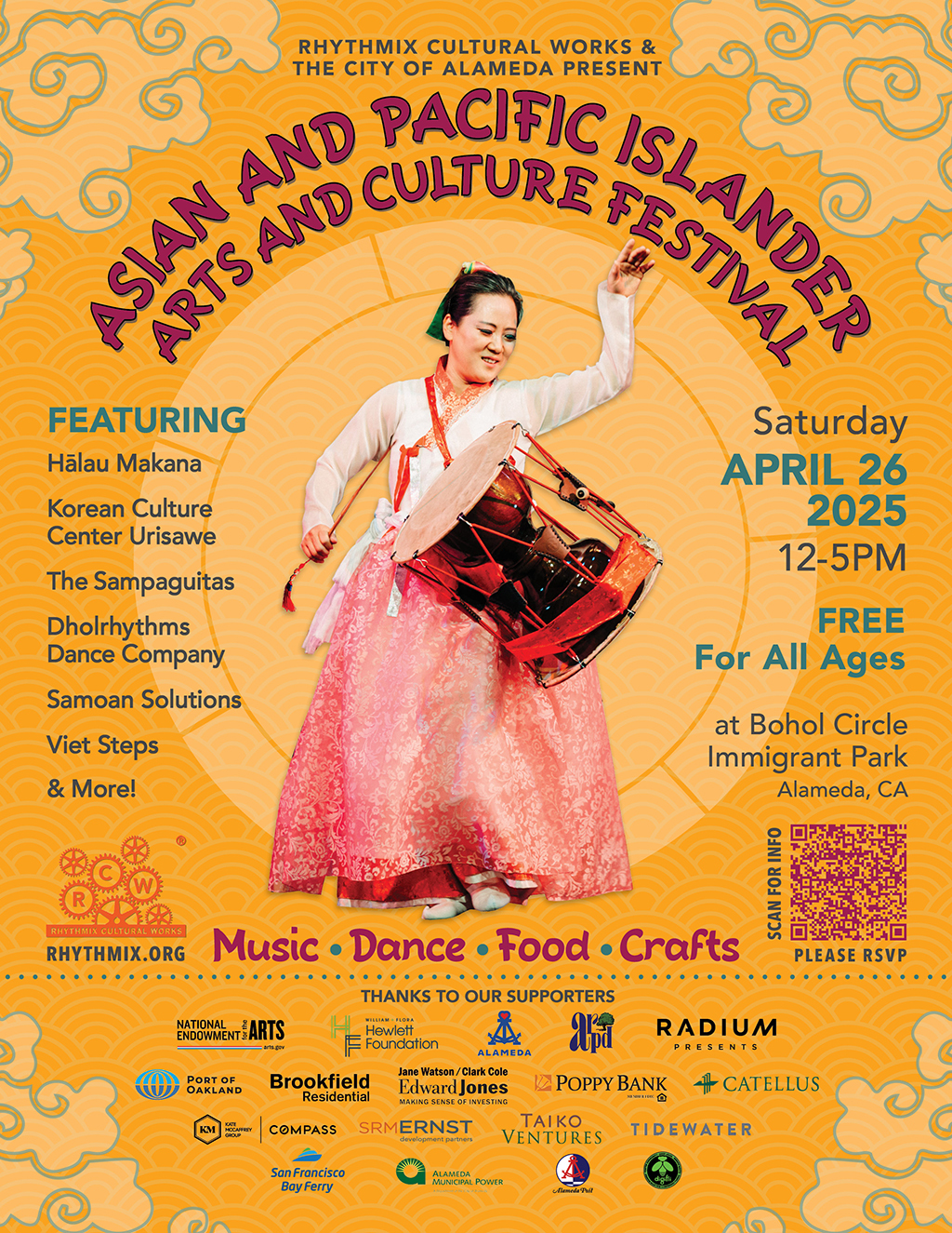 Rhythmix Cultural Works Celebrate the Vibrant Asian and Pacific Islander Arts and Culture Festival at Rhythmix Cultural Works  Alameda  promotion flier on Digifli com