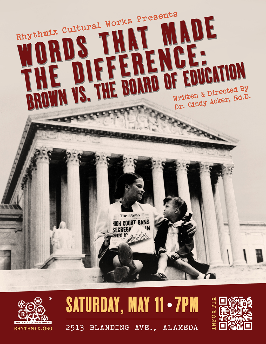 Rhythmix Cultural Works Rhythmix Cultural Works Presents  WORDS THAT MADE THE DIFFERENCE  BROWN VS  THE BOARD OF EDUCATION promotion flier on Digifli com
