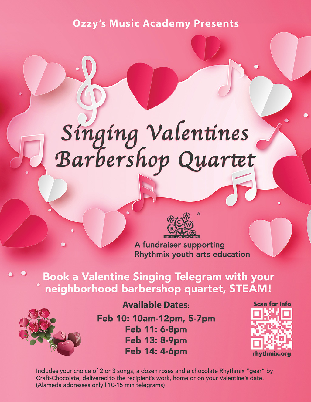 Rhythmix Cultural Works Ozzy s Music Academy Presents Singing Valentines promotion flier on Digifli com