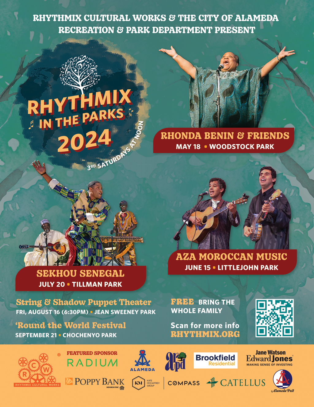 Rhythmix Cultural Works RHYTHMIX CULTURAL WORKS   THE CITY OF ALAMEDA RECREATION   PARK DEPARTMENT PRESENT RHYTHMIX IN THE PARKS 2024 promotion flier on Digifli com