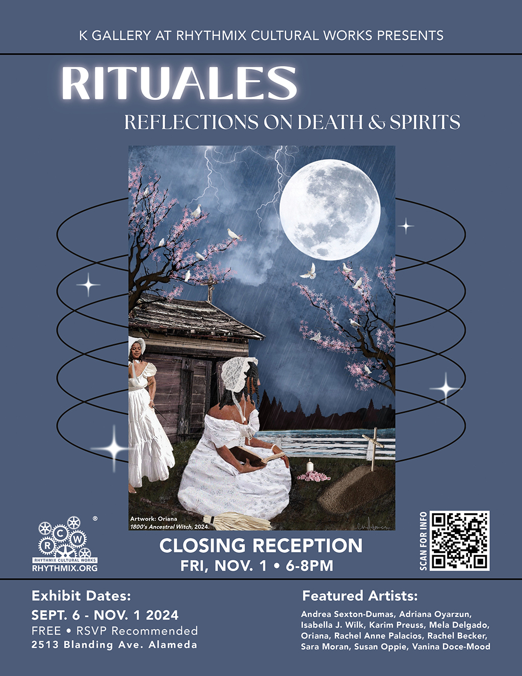 Rhythmix Cultural Works Unravel the Mystique  Closing Reception of  Rituales  at Rhythmix Cultural Works in Alameda promotion flier on Digifli com