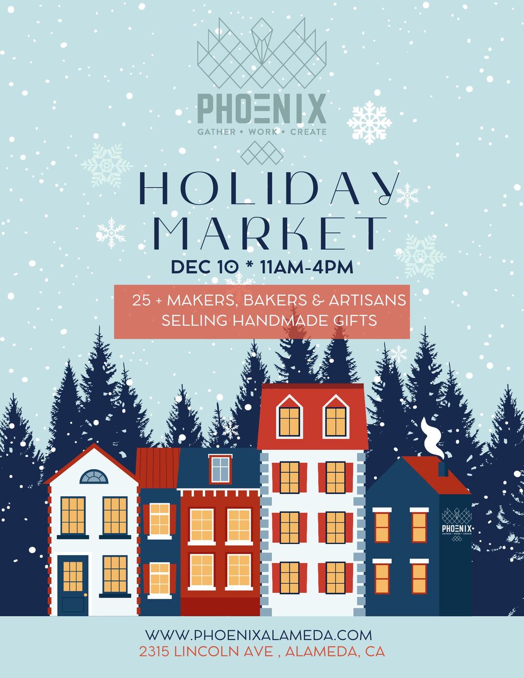 PHOENIX Come to PHOENIX GATHER for a Holiday Market  promotion flier on Digifli com